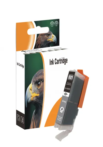 D&C CLI-521 GY (Gray), kompatible Tintenpatrone für Canon PIXMA iP-3600, iP-4600, iP-4700, MP-540, MP-550, MP-560, MP-620, MP-630, MP-640, MP-980, MP-990, MX860, MX870 