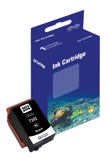 D&C T202 XL BK (Schwarz), kompatible Tintenpatrone für Epson Expression Premium XP-6000, XP-6005, XP-6100, XP-6100 Series, XP-6105