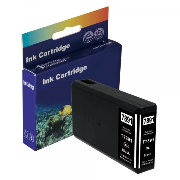 D&C T7891 XXL-Pigment BK (Schwarz), kompatible Tintenpatrone für Epson WORKFORCE PRO WF-8510D, WF-8010, WF-8590 D3TWFC, WF-8590 DT, WF-8590D, WF-8090 D3TWC, WF-8090, WF-5620D, WF-5110, WF-5690, WF-5190DW