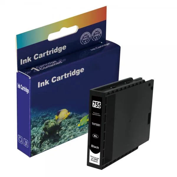 D&C T7551 XL-Pigment BK (Schwarz), kompatible Tintenpatrone für Epson WORKFORCE PRO WF-8510D, WF-8010, WF-8590 D3TWFC, WF-8590 DT, WF-8590D, WF-8090 D3TWC, WF-8090DW